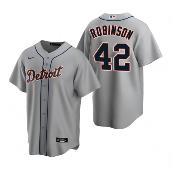 Men's Nike Detroit Tigers #42 Jackie Robinson Gray Road Stitched Baseball Jersey Men's Nike Detroit Tigers #42 Jackie Robinson Gray Road Stitched Baseball Jersey
