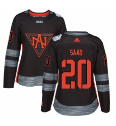 Women's Adidas Team North America #20 Brandon Saad Premier Black Away 2016 World Cup of Hockey Jersey