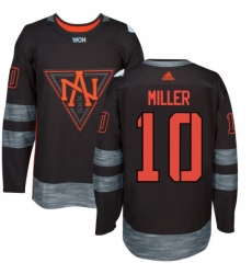 Men's Adidas Team North America #10 J. T. Miller Authentic Black Away 2016 World Cup of Hockey Jersey