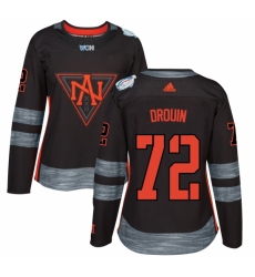 Women's Adidas Team North America #72 Jonathan Drouin Authentic Black Away 2016 World Cup of Hockey Jersey