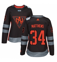 Women's Adidas Team North America #34 Auston Matthews Premier Black Away 2016 World Cup of Hockey Jersey