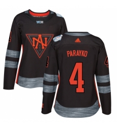 Women's Adidas Team North America #4 Colton Parayko Authentic Black Away 2016 World Cup of Hockey Jersey