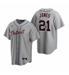 Men's Nike Detroit Tigers #21 JaCoby Jones Gray Road Stitched Baseball Jersey