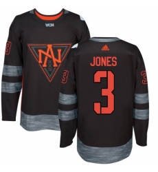 Men's Adidas Team North America #3 Seth Jones Authentic Black Away 2016 World Cup of Hockey Jersey