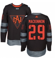 Men's Adidas Team North America #29 Nathan MacKinnon Authentic Black Away 2016 World Cup of Hockey Jersey