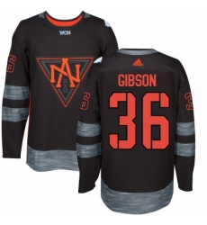 Men's Adidas Team North America #36 John Gibson Premier Black Away 2016 World Cup of Hockey Jersey