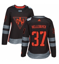 Women's Adidas Team North America #37 Connor Hellebuyck Premier Black Away 2016 World Cup of Hockey Jersey