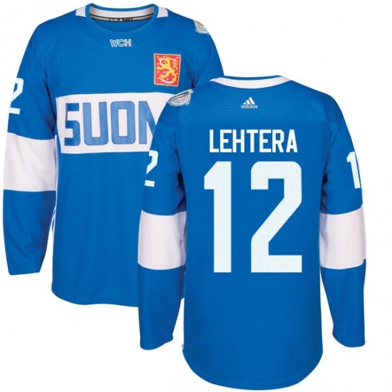 Men's Adidas Team Finland #12 Jori Lehtera Authentic Blue Away 2016 World Cup of Hockey Jersey Men's Adidas Team Finland #12 Jori Lehtera Authentic Blue Away 2016 World Cup of Hockey Jersey
