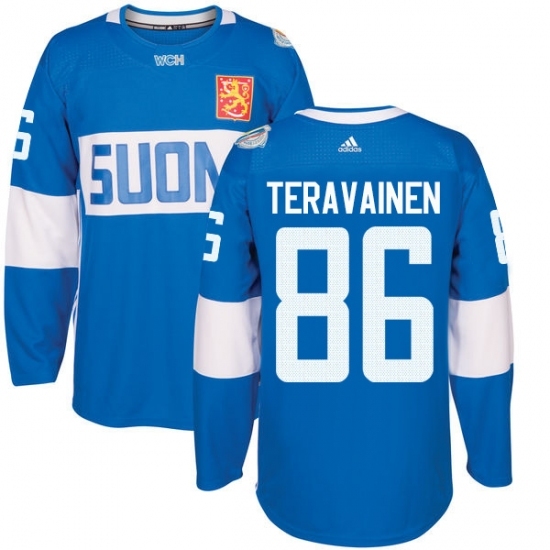 Men's Adidas Team Finland #86 Teuvo Teravainen Premier Blue Away 2016 World Cup of Hockey Jersey Men's Adidas Team Finland #86 Teuvo Teravainen Premier Blue Away 2016 World Cup of Hockey Jersey