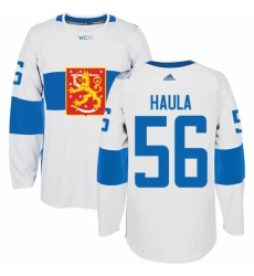 Men's Adidas Team Finland #56 Erik Haula Premier White Home 2016 World Cup of Hockey Jersey