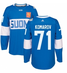 Men's Adidas Team Finland #71 Leo Komarov Premier Blue Away 2016 World Cup of Hockey Jersey