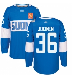 Men's Adidas Team Finland #36 Jussi Jokinen Authentic Blue Away 2016 World Cup of Hockey Jersey