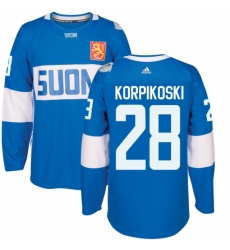 Men's Adidas Team Finland #28 Lauri Korpikoski Authentic Blue Away 2016 World Cup of Hockey Jersey Men's Adidas Team Finland #28 Lauri Korpikoski Authentic Blue Away 2016 World Cup of Hockey Jersey