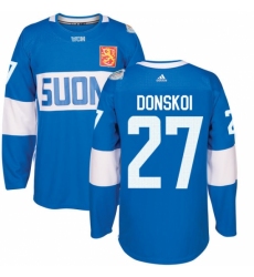 Men's Adidas Team Finland #27 Joonas Donskoi Authentic Blue Away 2016 World Cup of Hockey Jersey