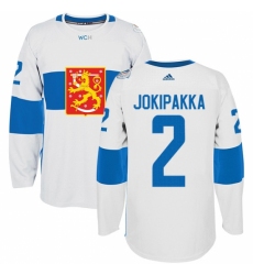 Men's Adidas Team Finland #2 Jyrki Jokipakka Premier White Home 2016 World Cup of Hockey Jersey