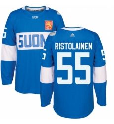 Men's Adidas Team Finland #55 Rasmus Ristolainen Authentic Blue Away 2016 World Cup of Hockey Jersey