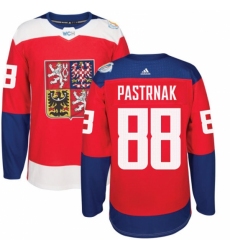 Men's Adidas Team Czech Republic #88 David Pastrnak Authentic Red Away 2016 World Cup of Hockey Jersey