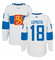 Men's Adidas Team Finland #18 Sami Lepisto Authentic White Home 2016 World Cup of Hockey Jersey