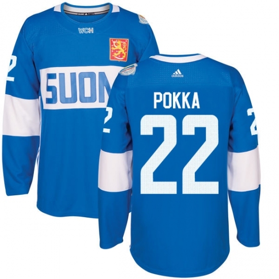 Men's Adidas Team Finland #22 Ville Pokka Authentic Blue Away 2016 World Cup of Hockey Jersey Men's Adidas Team Finland #22 Ville Pokka Authentic Blue Away 2016 World Cup of Hockey Jersey