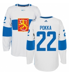 Men's Adidas Team Finland #22 Ville Pokka Premier White Home 2016 World Cup of Hockey Jersey