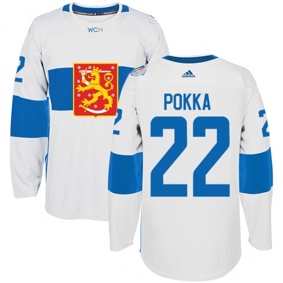 Men's Adidas Team Finland #22 Ville Pokka Premier White Home 2016 World Cup of Hockey Jersey Men's Adidas Team Finland #22 Ville Pokka Premier White Home 2016 World Cup of Hockey Jersey