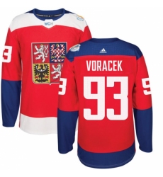 Men's Adidas Team Czech Republic #93 Jakub Voracek Premier Red Away 2016 World Cup of Hockey Jersey