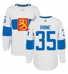 Men's Adidas Team Finland #35 Pekka Rinne Authentic White Home 2016 World Cup of Hockey Jersey