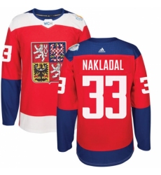 Men's Adidas Team Czech Republic #33 Jakub Nakladal Premier Red Away 2016 World Cup of Hockey Jersey