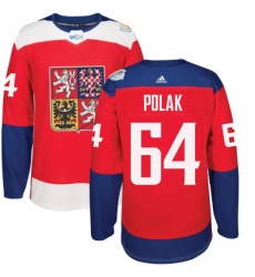 Men's Adidas Team Czech Republic #64 Roman Polak Authentic Red Away 2016 World Cup of Hockey Jersey