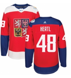 Men's Adidas Team Czech Republic #48 Tomas Hertl Authentic Red Away 2016 World Cup of Hockey Jersey