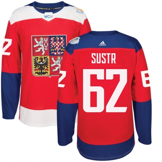 Men's Adidas Team Czech Republic #62 Andrej Sustr Premier Red Away 2016 World Cup of Hockey Jersey Men's Adidas Team Czech Republic #62 Andrej Sustr Premier Red Away 2016 World Cup of Hockey Jersey
