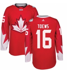 Men's Adidas Team Canada #16 Jonathan Toews Authentic Red Away 2016 World Cup Ice Hockey Jersey