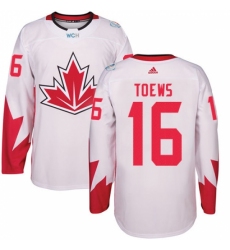 Men's Adidas Team Canada #16 Jonathan Toews Premier White Home 2016 World Cup Ice Hockey Jersey