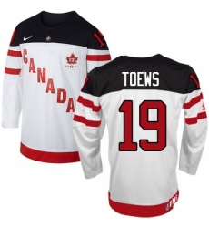 Men's Nike Team Canada #19 Jonathan Toews Premier White 100th Anniversary Olympic Hockey Jersey