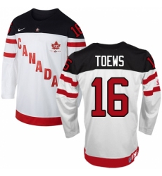 Women's Nike Team Canada #16 Jonathan Toews Premier White 100th Anniversary Olympic Hockey Jersey