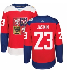 Men's Adidas Team Czech Republic #23 Dmitrij Jaskin Authentic Red Away 2016 World Cup of Hockey Jersey