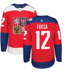 Men's Adidas Team Czech Republic #12 Radek Faksa Authentic Red Away 2016 World Cup of Hockey Jersey