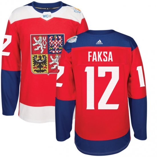 Men's Adidas Team Czech Republic #12 Radek Faksa Authentic Red Away 2016 World Cup of Hockey Jersey Men's Adidas Team Czech Republic #12 Radek Faksa Authentic Red Away 2016 World Cup of Hockey Jersey