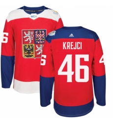 Men's Adidas Team Czech Republic #46 David Krejci Authentic Red Away 2016 World Cup of Hockey Jersey