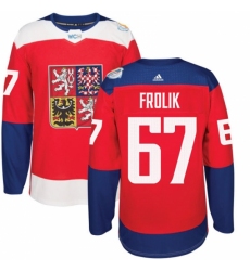 Men's Adidas Team Czech Republic #67 Michael Frolik Authentic Red Away 2016 World Cup of Hockey Jersey