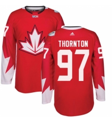 Men's Adidas Team Canada #97 Joe Thornton Authentic Red Away 2016 World Cup Hockey Jersey