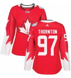 Women's Adidas Team Canada #97 Joe Thornton Authentic Red Away 2016 World Cup Hockey Jersey