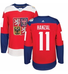 Men's Adidas Team Czech Republic #11 Martin Hanzal Premier Red Away 2016 World Cup of Hockey Jersey