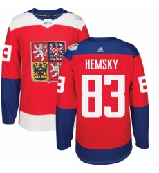 Men's Adidas Team Czech Republic #83 Ales Hemsky Premier Red Away 2016 World Cup of Hockey Jersey