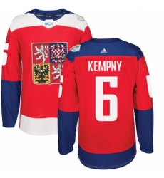 Men's Adidas Team Czech Republic #6 Michal Kempny Authentic Red Away 2016 World Cup of Hockey Jersey