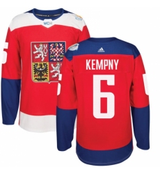 Men's Adidas Team Czech Republic #6 Michal Kempny Premier Red Away 2016 World Cup of Hockey Jersey