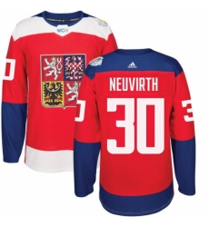 Men's Adidas Team Czech Republic #30 Michal Neuvirth Premier Red Away 2016 World Cup of Hockey Jersey