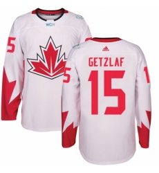 Men's Adidas Team Canada #15 Ryan Getzlaf Premier White Home 2016 World Cup Ice Hockey Jersey
