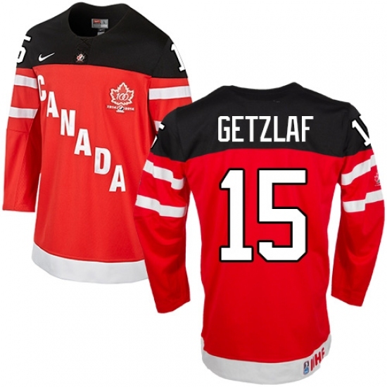 Men's Nike Team Canada #15 Ryan Getzlaf Authentic Red 100th Anniversary Olympic Hockey Jersey Men's Nike Team Canada #15 Ryan Getzlaf Authentic Red 100th Anniversary Olympic Hockey Jersey