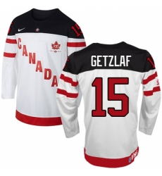Men's Nike Team Canada #15 Ryan Getzlaf Authentic White 100th Anniversary Olympic Hockey Jersey